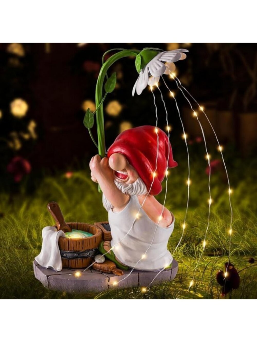 Funny 10" Solar Garden Gnome Statue - Outdoor Decor for Lawn, Patio & Yard